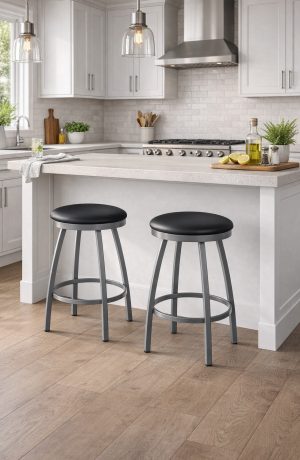Trica's Henry Minimal Backless Swivel Counter Stool in Small Kitchen