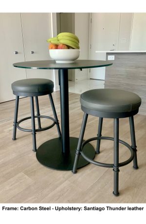Trica's Sal Gray Backless Swivel Bar Stools in Customer's Home