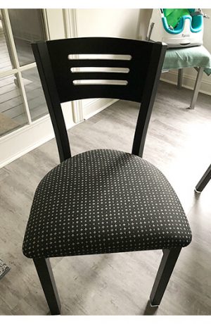Holland's #630 Voltaire Dining Chair in Black Metal Finish and Black and White Fabric