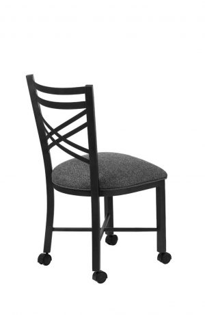 Wesley Allen's Raleigh Black and Gray Metal Dining Chair with Casters/Wheels on Feet - View of Back