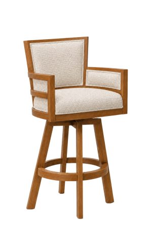 Darafeev's Dune Wood Swivel Bar Stool with Arms and Tan Fabric