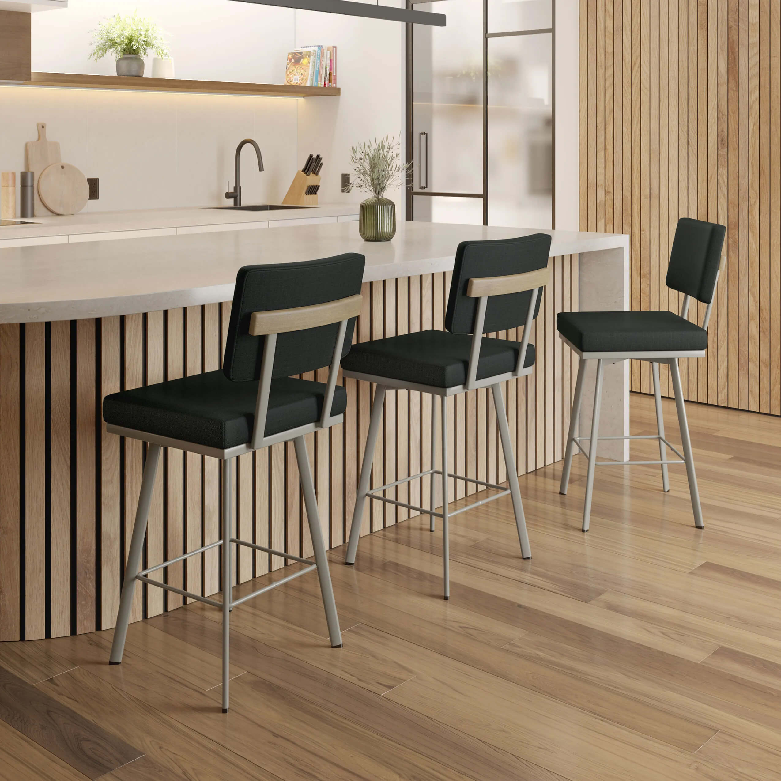 Amisco's Wesley Metal Swivel Conter Stool in Modern Kitchen Design