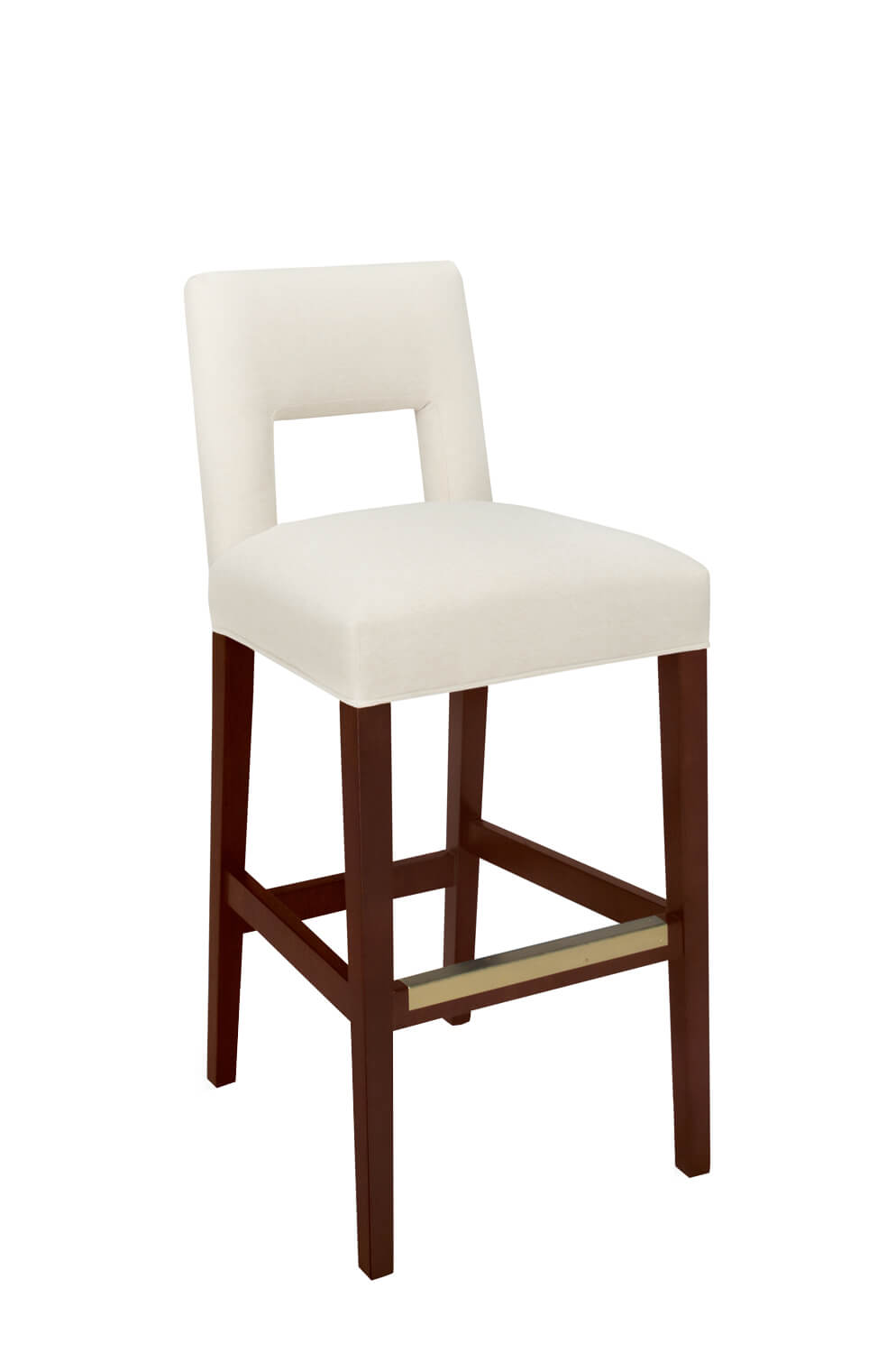 Style Upholstering's #6655-BS Cherry Wood Bar Stool with Light Seat and Back Cushion