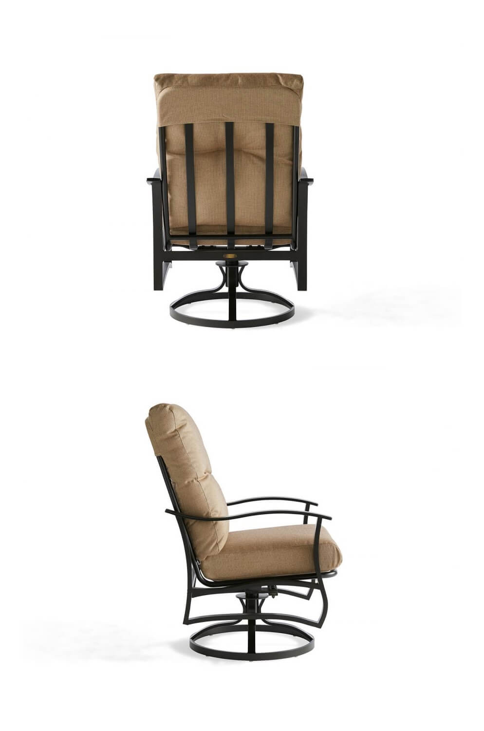 Mallin's Albany Outdoor Swivel Rocking Dining Chair - View of Back and Side