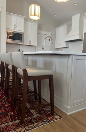 Trendler's Bradley Modern Wood Bar Stools in Customer's Kitchen