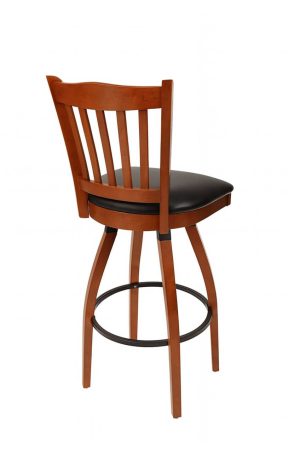 Trendler's Jailhouse Back Wood Swivel Bar Stool - Back View