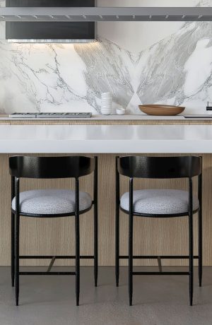 Wesley Allen's Lorenzo Black Modern Bar Stools in Kitchen
