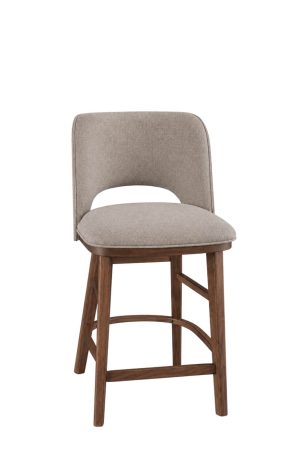 Modern Brown Wood Bar Stool Comfortable Upholstered - Simply Amish Broadway