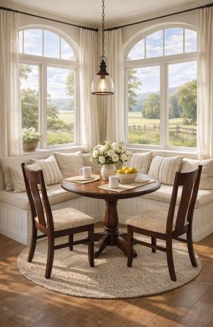 Simply Amish's Arnold Solid Wood Dining Chairs at Breakfast Nook Table