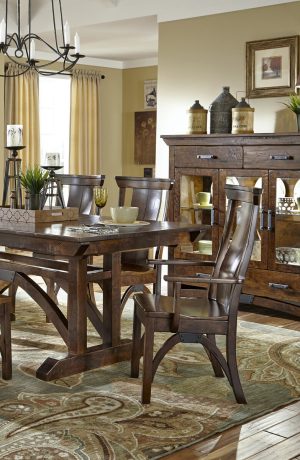 Simply Amish's B&O Railroad Wood Dining Arm Chairs in Dining Room