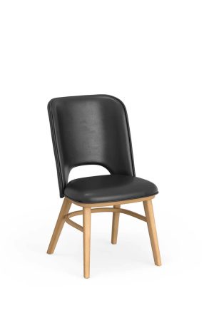 Simply Amish's Broadway Modern Upholstered Wood Dining Chair in Black Leather