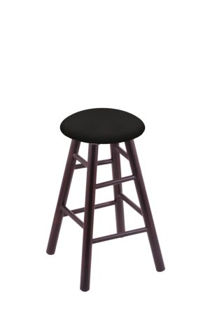 Holland's Darcy XL Dark Cherry Backless Wood Bar Stool in Black Vinyl