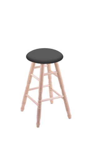 Holland's Darcy XL Natural Wood Backless Bar Stool with Turned Legs and Canter Storm Vinyl