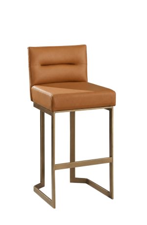 MTS Seating's Billow Contoured Gold Metal Bar Stool with Sled Base