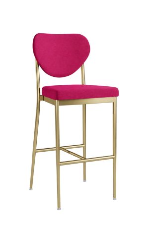 MTS Seating's Arlo Gold Modern Bar Stool with Pink Fabric