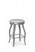 Amisco's Silver Pearl Swivel Backless Bar Stool with Green Seat Cushion