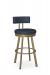 Amisco's Barry Gold Swivel Bar Stool with JM Oceanic Blue Vinyl Seat and Back Cushion