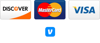 We accept Discover, Mastercard, Visa, Google Pay, Venmo, and Apple Pay