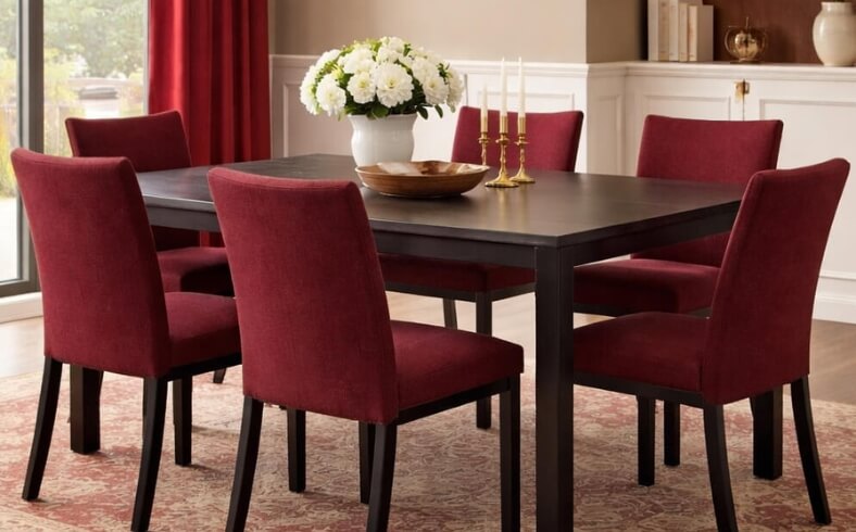 Biscaro Modern Upholstered Dining Chair with Metal Legs