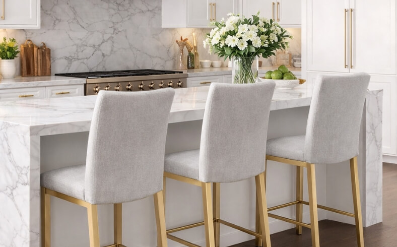 Biscaro Modern Upholstered Stool with Back