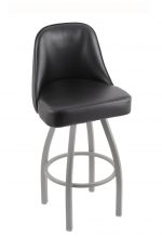 Holland Bar Stool Co L018-25 Black Wrinkle South Florida Swivel Bar Stool with Jailhouse Style Back by The 