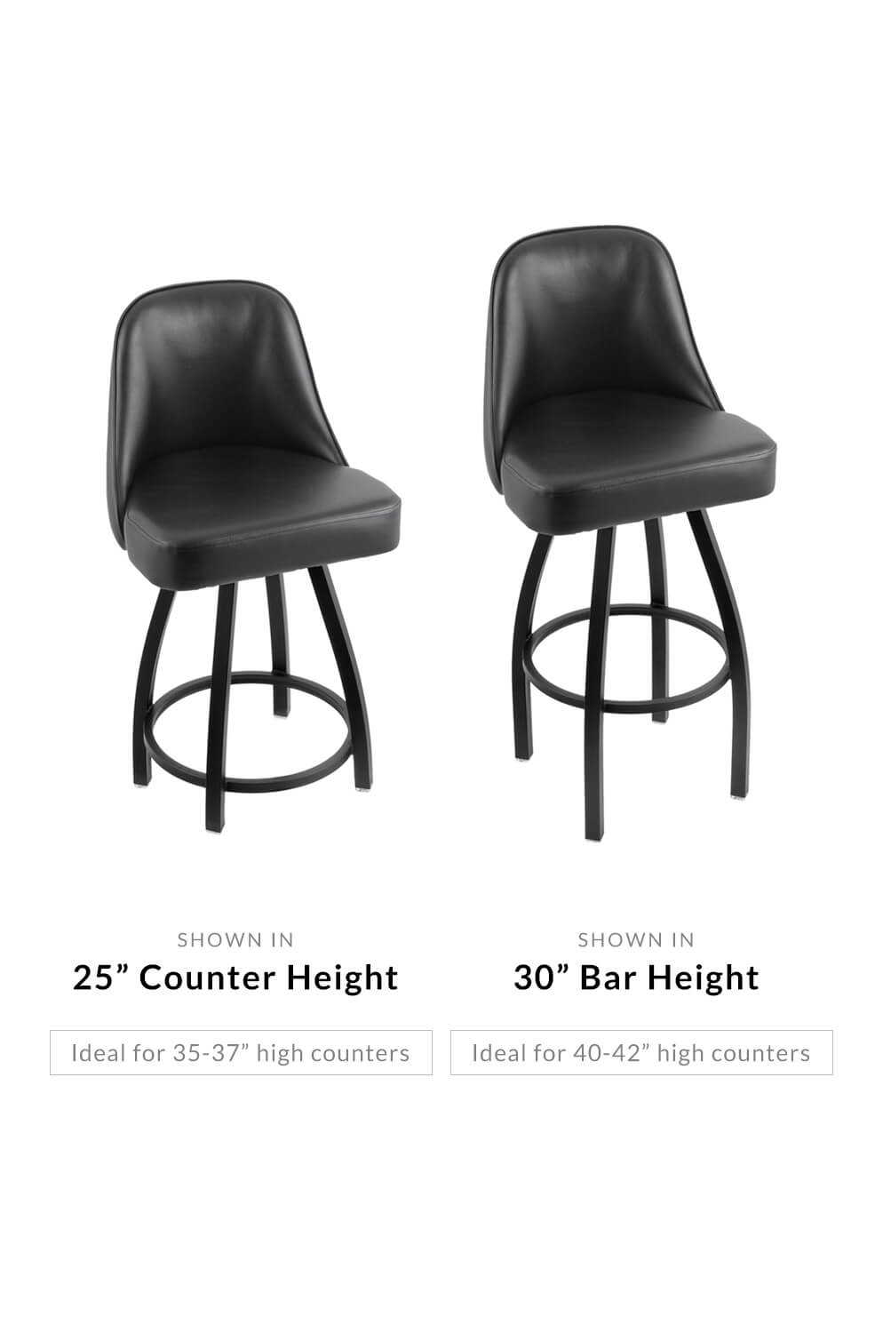 Buy Holland's Grizzly Swivel Bar Stool in Black Vinyl - Customize!