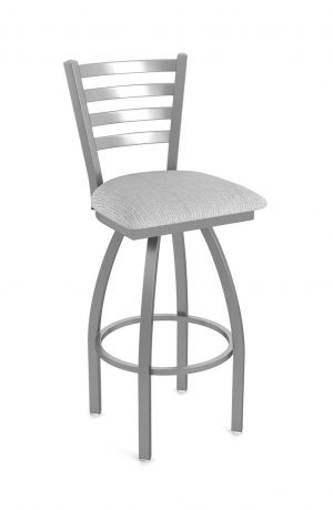 Holland's Jackie 410 Stainless Swivel Bar Stool with Ladder Back and Graph Alpine (white) Cushion