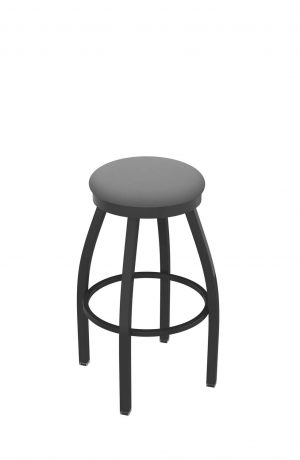 Holland's Misha #802 Backless Swivel Stool in Pewter Metal Finish and Gray Seat Cushion