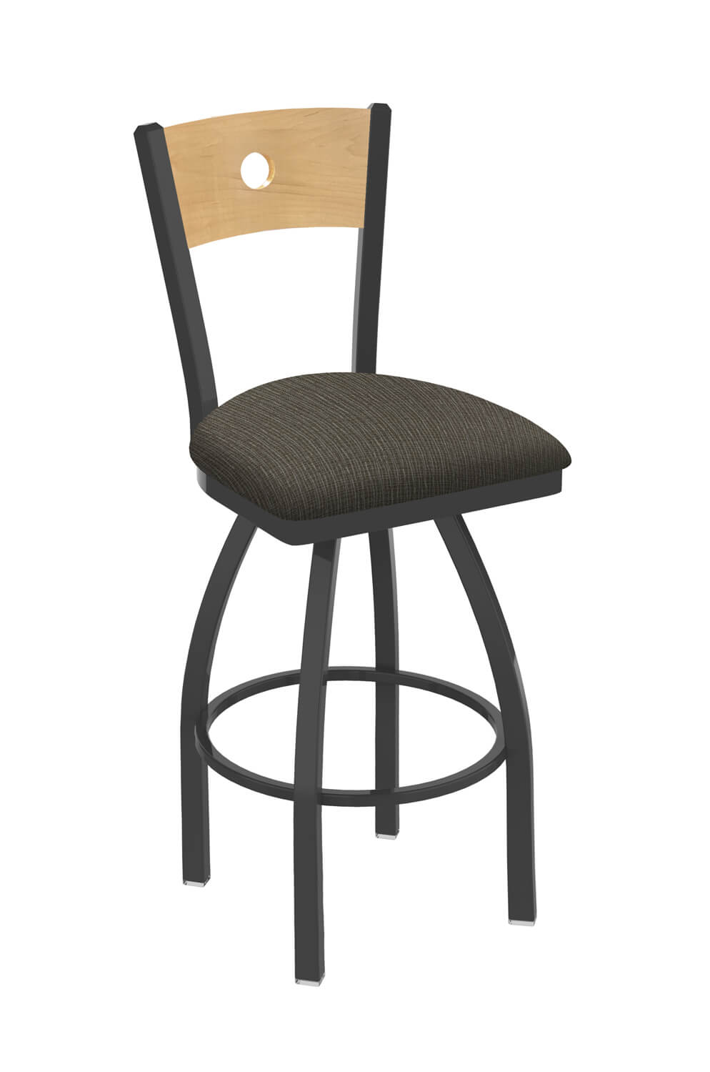 L038-25 Black Wrinkle Buffalo Sabres Swivel Bar Stool with Laser Engraved Back by The Holland Bar Stool Co