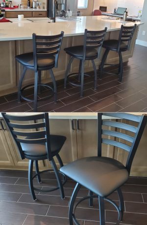 Holland's Jackie 410 Transitional Black Swivel Bar Stool with Ladder Back Design in Modern Kitchen