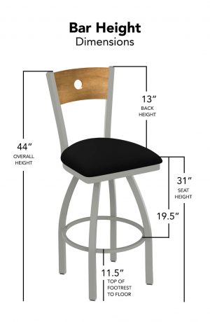 Holland's Voltaire Swivel Bar Height Stool Dimensions