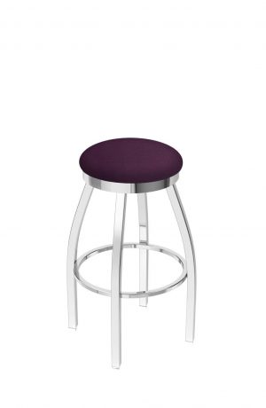 Misha's Backless Chrome Bar Stool with Purple Seat Cushion