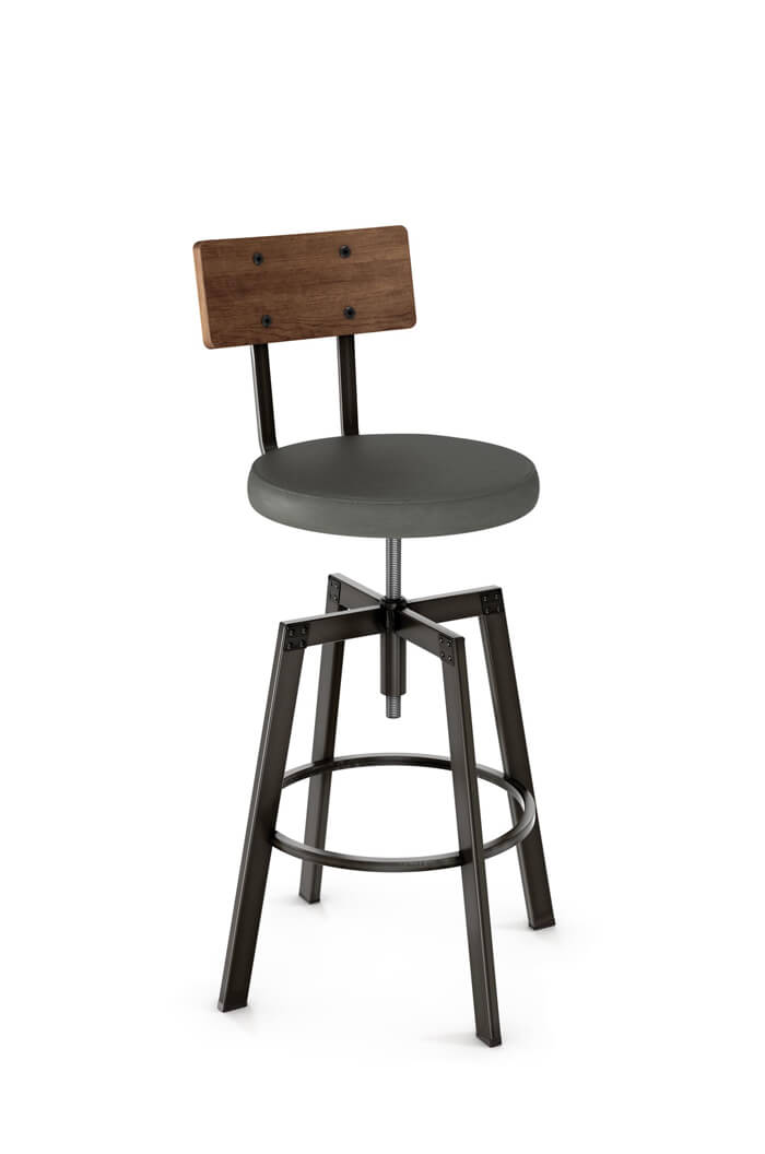 Amisco S Architect Adjustable, Wood Seat Metal Frame Counter Stools