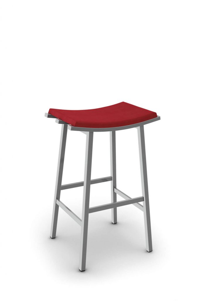 Amisco's Backless Nathan Saddle Stool in Red Seat Cushion and Metal Frame