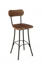 Amisco Bean Swivel Stool with Wood Backrest and Wood Seat