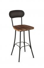Amisco Bean Swivel Stool with Hammered Metal Backrest and Wood Seat