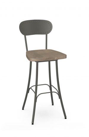 Amisco's Bean Rustic Gray Swivel Bar Stool with Light Wood Seat Finish
