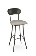 Amisco's Bean Traditional Swivel Metal Bar Stool with Bean Shaped Hammered Back and Seat Cushion