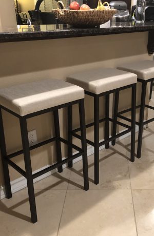 Amisco's Bradley Modern Barstools Shown in Modern Brown Kitchen