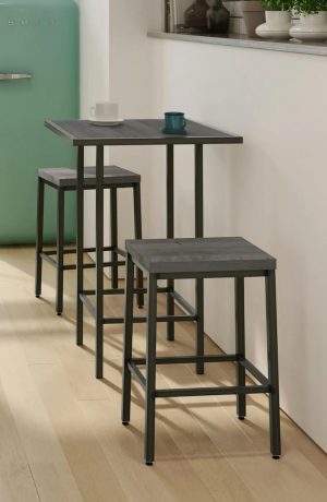 Amisco's Bradley Modern Stationary Bar Stool with Wood Seat in Small Kitchen