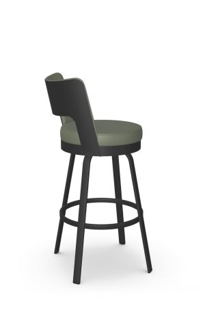 Amisco's Brock Black Swivel Bar Stool with Green Seat Back