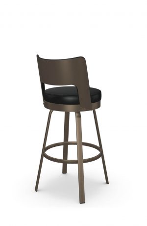 Amisco's Brock Bronze Swivel Bar Stool with Low Back and Black Vinyl