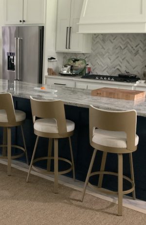 Amisco's Brock Gold Swivel Counter Stools in Customer's Modern Kitchen