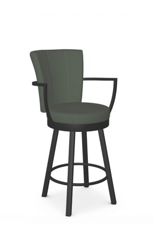 Amisco's Cardin Green Swivel Bar Stool with Arms