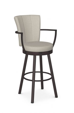 Amisco's Cardin Modern Swivel Bar Stool with Arms in Brown
