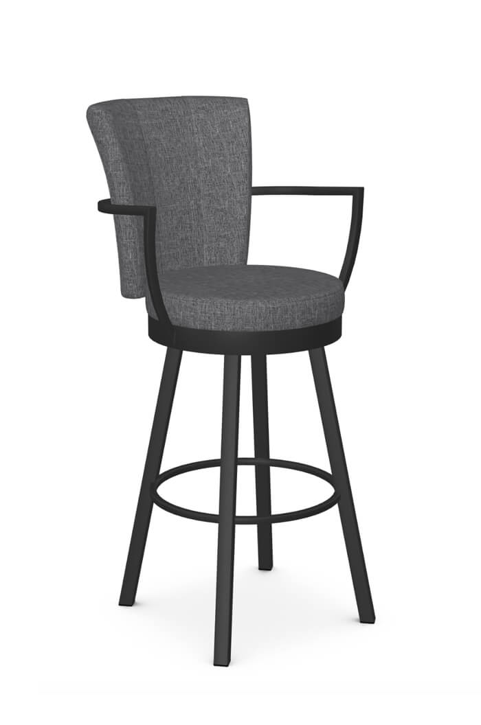 Cardin Upholstered Swivel Stool, Black Swivel Bar Stools With Arms