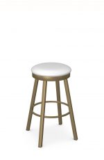 Amisco's Connor Backless Gold Swivel Stool with White Seat