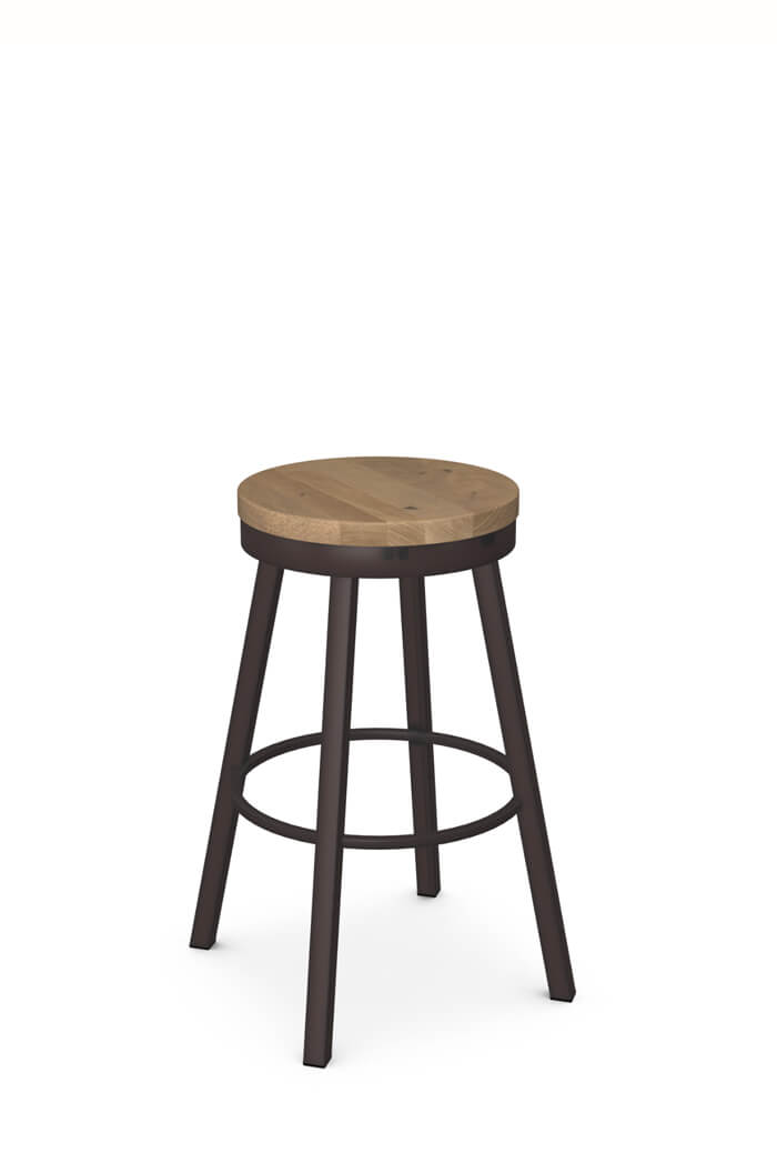 Amisco S Connor Backless Swivel Bar Stool W Wood Seat Free Shipping