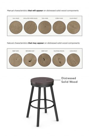 Amisco's Connor Backless Stool with Distressed Solid Wood Seat