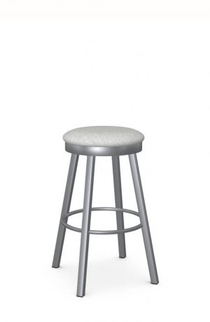 Amisco's Connor Silver Backless Swivel Bar Stool with Round Seat
